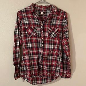 Red plaid button-up; Hot Topic; size Small